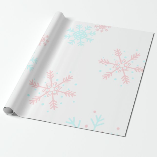 pink and blue snowflake christmas  wrapping paper (Unrolled)