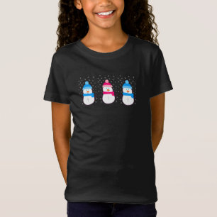 Pink and Blue Snowmen T-Shirt