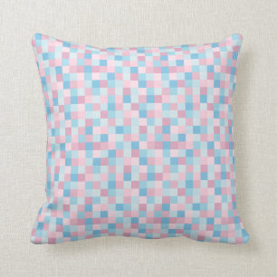 Pink and Blue Squares Cushion