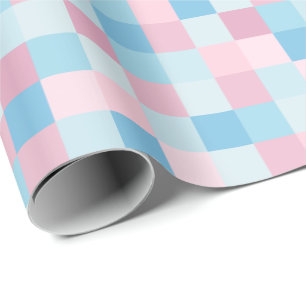 Pink and Blue Squares Wrapping Paper