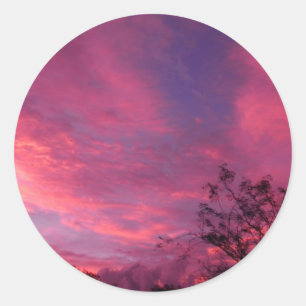 Pink and Blue Sunset Sunrise Sky Skies Photo Classic Round Sticker