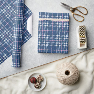Pink And Blue Tartan Christmas Wrapping Paper