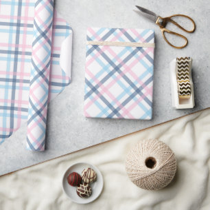 Pink And Blue Tartan Christmas  Wrapping Paper