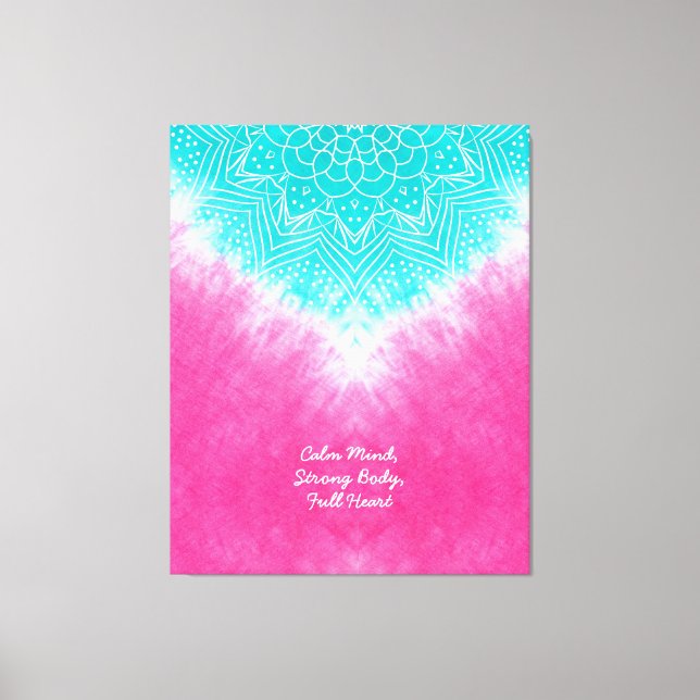Pink and Blue Tie dye with Mandala Sway in Style Canvas Print (Front)