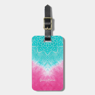 Pink and Blue Tie dye with Mandala Sway in Style Luggage Tag
