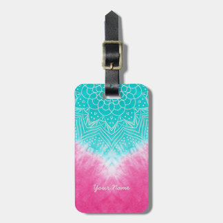 Pink and Blue Tie dye with Mandala Sway in Style Luggage Tag