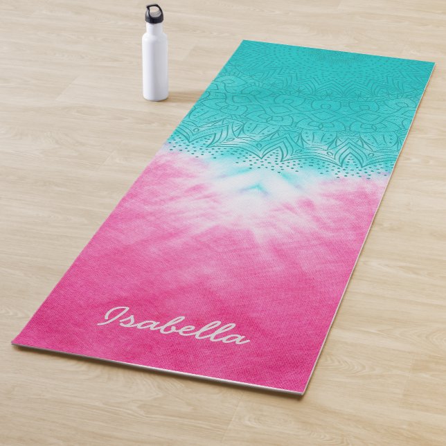 Pink and Blue Tie dye with Mandala Sway in Style Yoga Mat (In Situ)