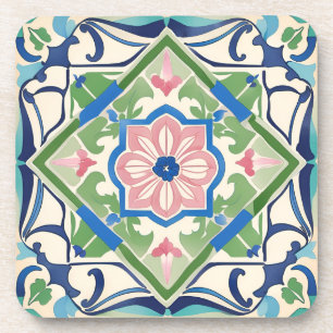 Pink and Blue Tile Coaster