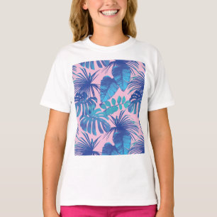 Pink and blue Tropical Foliage personalised T-Shirt