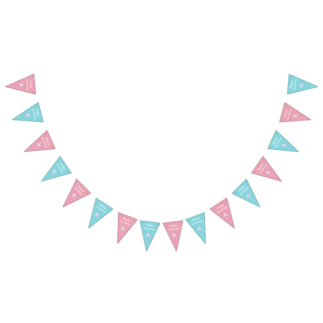 Pink And Blue Twins Boy And Girl Birthday Party Bunting (All)