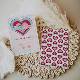 Pink and Blue Valentine's Day Gender Reveal Invitation