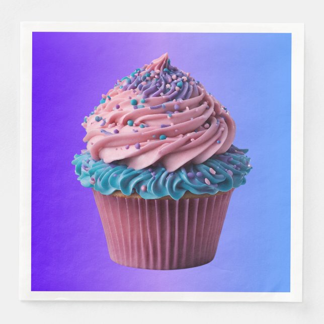 Pink and Blue Vanilla Cupcake Napkin (Front)