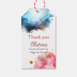 Pink and Blue Watercoloar Gender Reveal Gift Tags