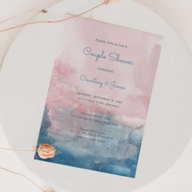 Pink and Blue Watercolor couple shower Invitation (Creator Uploaded)