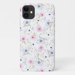 Pink and Blue Watercolor Florals Phone Case