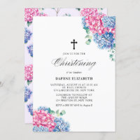 Pink and Blue Watercolor Hydrangeas Christening