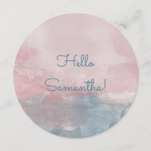 Pink and Blue Watercolor Modern Round Menu