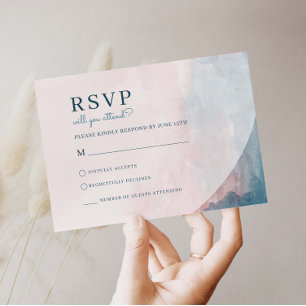 Pink and Blue Watercolor RSVP card