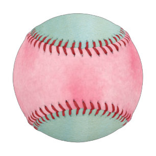 Pink and Blue Watercolor Wash Baseball