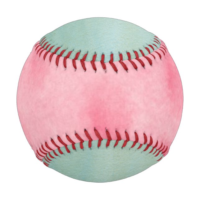 Pink and Blue Watercolor Wash Baseball (Front)
