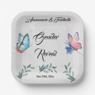 Pink and Blue Watercolour Paper Napkin Plate