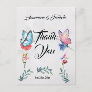 Pink and Blue Watercolour  Postcard