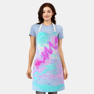 Pink And Blue Wavy Abstract  Apron