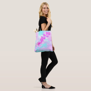 Pink And Blue Wavy Abstract Tote Bag