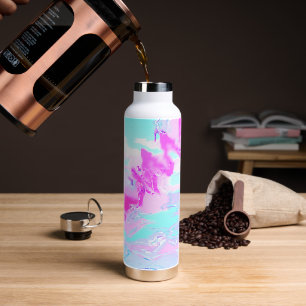 Pink And Blue Wavy Abstract Water Bottle