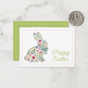 Pink and Blue Wildflower Easter Rabbit Card