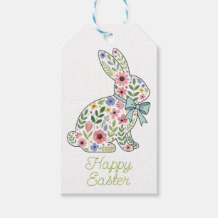 Pink and Blue Wildflower Easter Rabbit Gift Tags