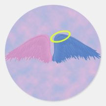 Pink and blue wings with halo