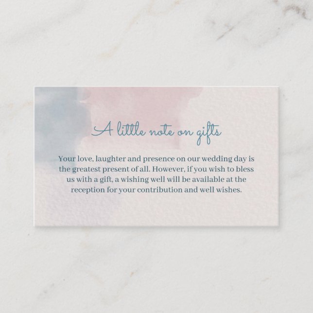 Pink and Blue Wishing Well Note on gifts Enclosure Card (Front)