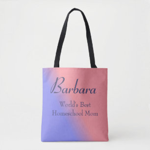 Pink and Blue World's Best Homeschool Mom Tote Bag