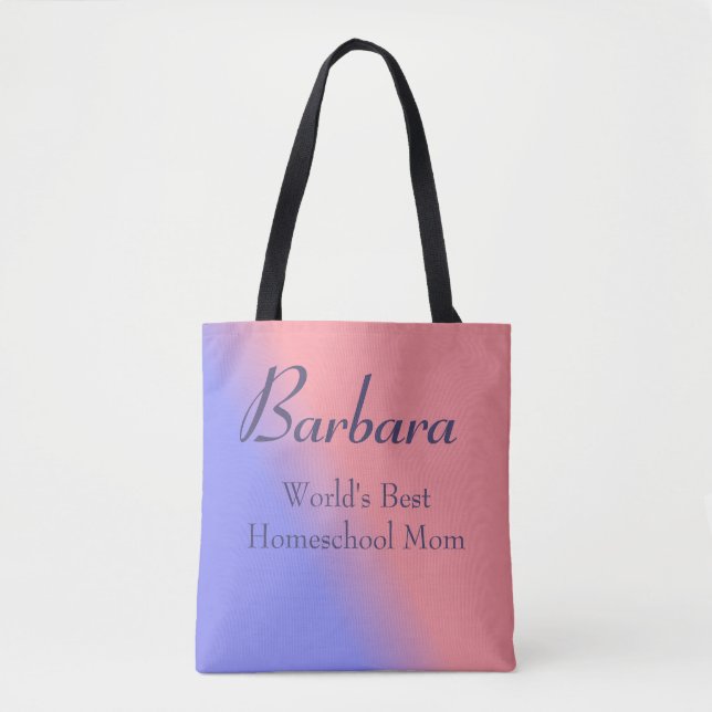 Pink and Blue World's Best Homeschool Mum Tote Bag (Front)