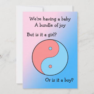 Pink and Blue Yin Yang Gender Reveal Invitation