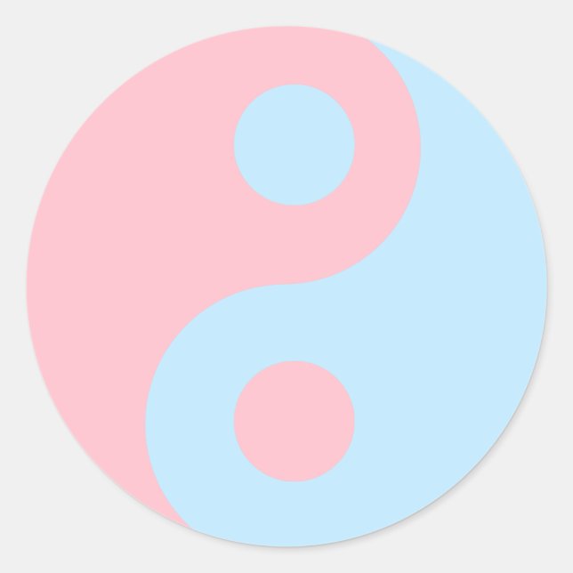 Pink and Blue Yin Yang Symbol Classic Round Sticker (Front)