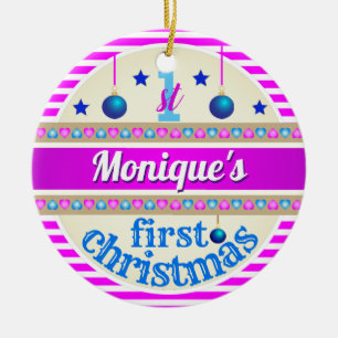 Pink and Blue / Your Baby's 1st First Christmas Ceramic Tree Decoration