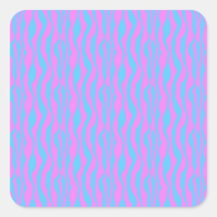 Pink and Blue Zebra Stripes Square Sticker
