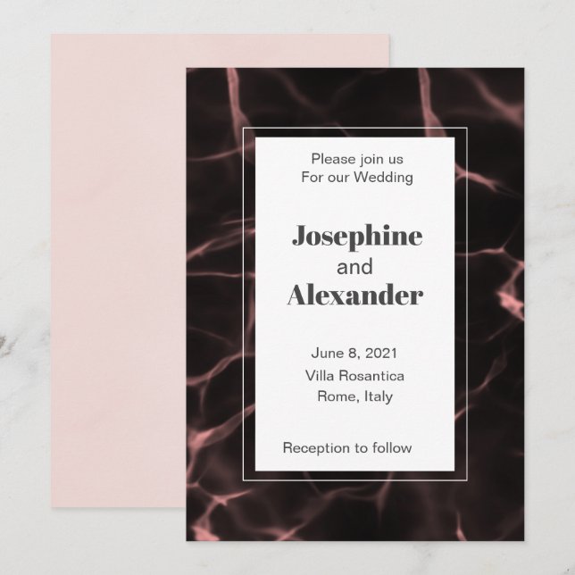 Pink and Blush Marbled Theme Invitation (Front/Back)