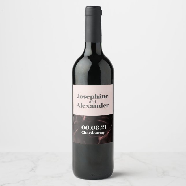 Pink and Blush Marbled Theme Wine Label (Front)