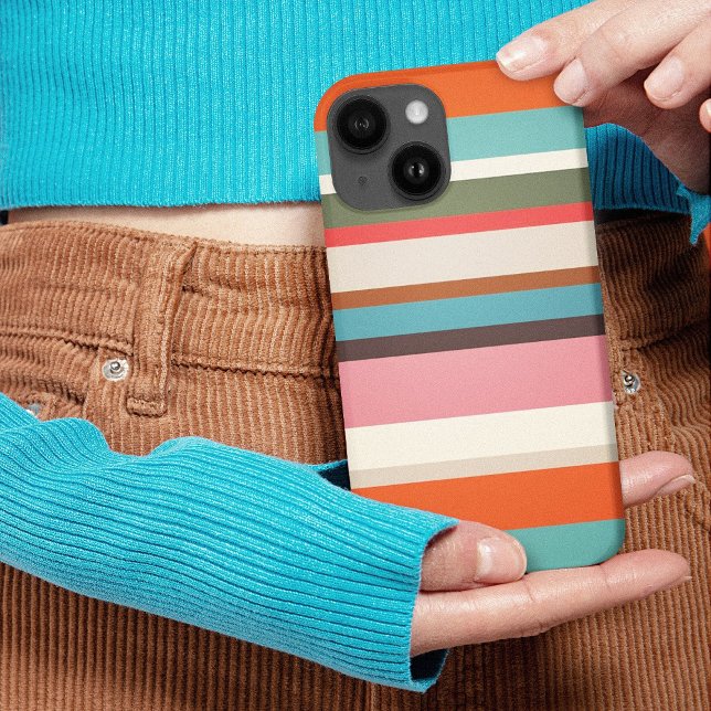Pink and Brown 70s Hippie Stripes Personalised Case-Mate iPhone Case (Pink and Brown 70s Hippie Stripes Personalized Case-Mate iPhone Case)