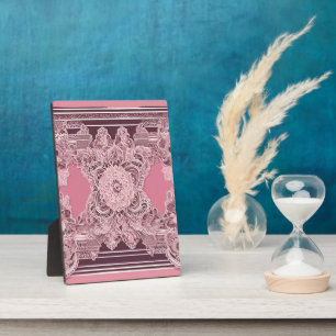 Pink and brown abstract patterns AI art  Plaque