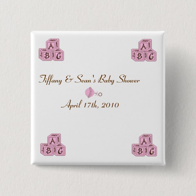 Pink and Brown Baby Blocks 15 Cm Square Badge (Front)