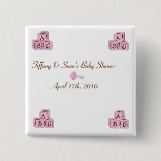 Pink and Brown Baby Blocks 15 Cm Square Badge