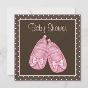 Pink and Brown Baby Girl Shower Invitation