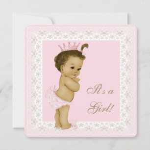 Pink and Brown Baby Shower Invitation