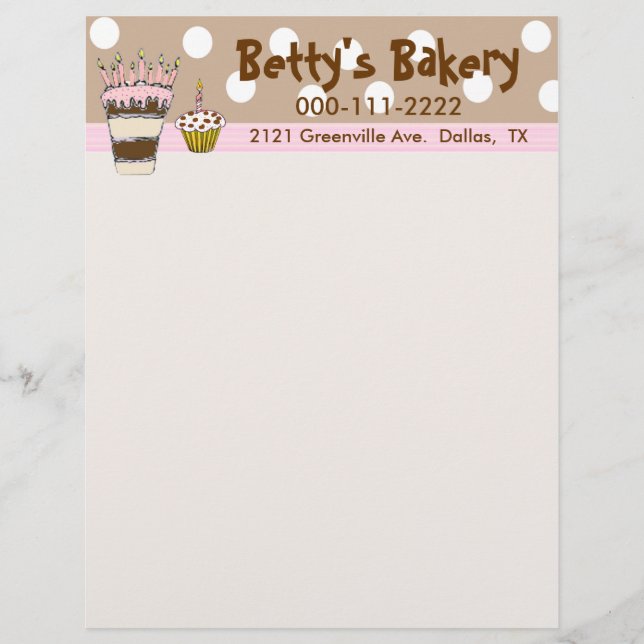 Pink and Brown Bakery Letterhead Design (Front)