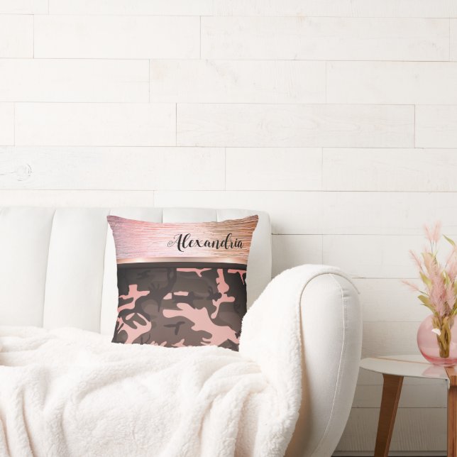 Pink and Brown Camo Shimmery Chic  Cushion (Couch)
