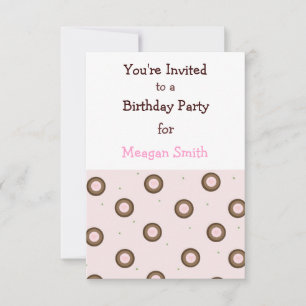 Pink and Brown Circles Birthday Invitation